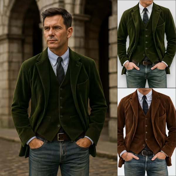 Tommy™ |Settet med 2 deler: Blazer og vest i fløyel